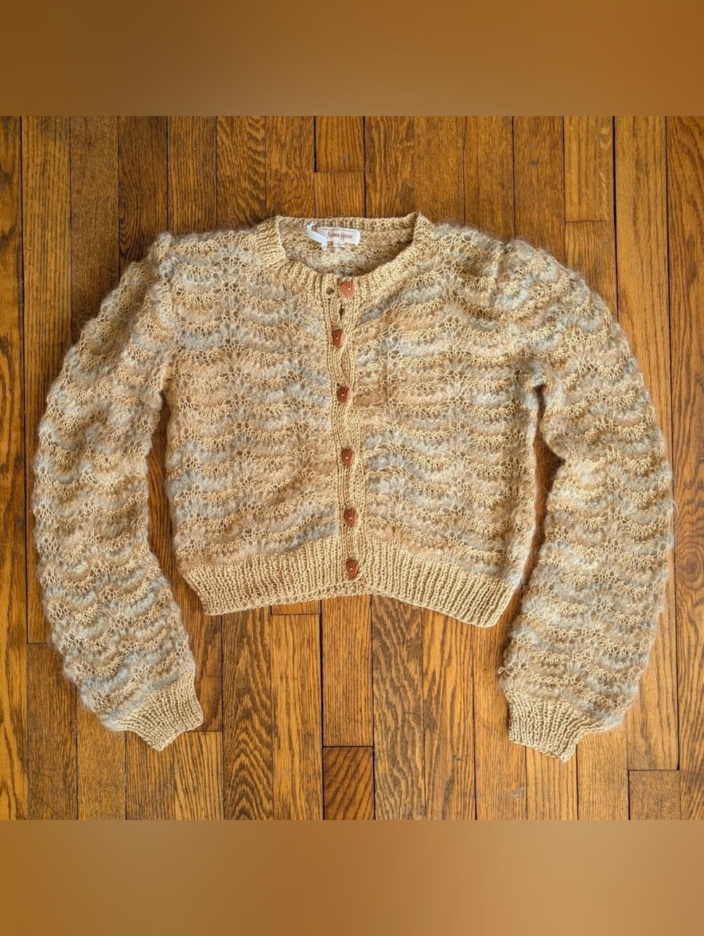 Vintage 70's 80's Neiman Marcus Mohair Cotton Cropped Knit Cardigan Sweater